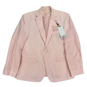 Bar III Mens Slim Fit 100% Linen Solid Suit Jacket Pink 42S